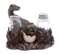 Wowser Salt and Pepper Set, Dinosaur with Egg Holder, Resin, 5.75 Inches