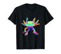Wowsome! Axolotl Pop Art Animal Kawaii T-Shirt - Unisex Adults - Black (Multicolour) - S - Short Sleeve - Classic Fit - Cotton, Polyester Blend - Casual