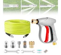 wowspeed 10m/33ft High Pressure Washer Gun Kit Hose Set, Power Washer Hose Kit Gun, 5800PSI Cleaning Kits 1/4'' Fitting, Round Tip Nozzle, Swivel Tip Nozzle, Multiple Spray for Car Floor Cleaning
