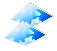 wowspeed 2 Packs 45W LED Square Ceiling Panel Light, 600X600mm Blue Sky Ceiling Lights, 3000K/4000K/6500K 3 Colour Temperatures Sky Lights, 120° Lighting Angle, Recessed Cloud Scene Office Light