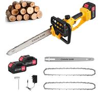 wowspeed 2000W 12 Inch Electric Chainsaw with 2*4000mAh Battery & Charger, 21V Cordless Electric Chainsaws, Powerful 9000rpm Battery Chainsaw with 2 Chains, Quick and Easy Chain Saw for Tree Pruning