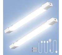 wowspeed 2Pcs 4FT 120CM Linkable Led Batten Light with Motion, 40W 6500K Plug&Switch Tube Shed Loft Light, IP43 Plug in Strip Sensing Lights for Garage Office Workshop Basement Bathroom Hotel Kitchen