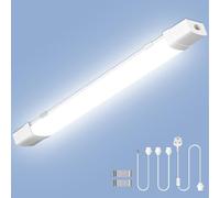 wowspeed 4FT 120CM Linkable Led Batten Light with Motion, 40W 6500K Plug&Switch Tube Shed Loft Light, IP43 Plug in Strip Sensing Lights for Garage Office Workshop Basement Bathroom Hotel Kitchen