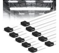 wowspeed 4FT LED Batten Light 10 Packs, Waterproof Plug in Workshop Lights, 6500K Daylight T8 Strip Light 42W 5000LM Shed Lights, 1.5M Cable with Switch for Garage Loft Basement Office Warehouse