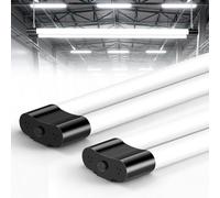 wowspeed 4FT LED Batten Light 2 Packs, Waterproof Plug in Workshop Lights, 6500K Daylight T8 Strip Light 42W 5000LM Shed Lights, 1.5M Cable with Switch for Garage Loft Basement Office Warehouse
