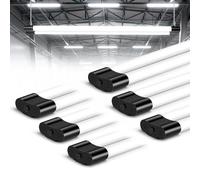 wowspeed 4FT LED Batten Light 6 Packs, Waterproof Plug in Workshop Lights, 6500K Daylight T8 Strip Light 42W 5000LM Shed Lights, 1.5M Cable with Switch for Garage Loft Basement Office Warehouse