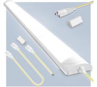 wowspeed 60W LED Batten Light, 6FT Linkable Tube Lights, IP65 Waterproof 6000LM 6500K Daylight Plug in Ceiling Light Strip, LED Fluorescent Lights for Garage, Office, Workshop(90+90cm)