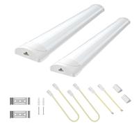 wowspeed 6FT LED Batten Light, 60W Linkable Tube Lights, IP54 Waterproof 6000LM 6500K Daylight Plug in Office Ceiling Light Strip, LED Fluorescent Lights for Garage, Kitchen, Workshop(90+90cm)