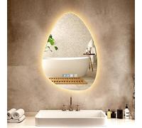 wowspeed Bathroom Mirror with LED Light, 500mm*700mm 3 Colors Dimmable Wall Mounted Multifunction Smart Bathroom Mirror with LED Light, Anti-Fog, 120° Beam Angle (Irregular)