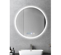 wowspeed Bathroom Mirror with Lights, 59 * 59CM Round Light Up Bathroom Wall Mounted Mirror With Touch Switch, Anti-Fog, 3 Color Dimmable, Memory Function Smart Backlit Illuminated