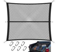wowspeed Cargo Net 120 * 120cm Extends to 210 * 210cm with 6 Hooks, Highly Elastic Cargo Net for Car Boot, Double Layer Universal Nylon Storage Nets Storage Organizer for Vehicle Van SUV(Black)