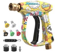 wowspeed High Pressure Washer Gun with 5 Nozzles & 2 Hose Connectors, 4350PSI Colourful Trigger Gun M22-14mm Water Inlet to 1/4" Connect, Quick Connect Outlet Short Car Washer Guns for Karcher K1-K7