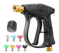 wowspeed High Pressure Washer Gun with 7 Nozzles & 1 Hose Connector, 4350PSI Black Trigger Gun M22-14mm Water Inlet to 1/4" Connect, Quick Connect Outlet Short Car Wash Water Guns for Karcher K1-K7