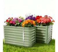 wowspeed Metal Raised Beds 2 Packs, Outdoor Planter Box with Galvanised Steel Frame for Garden Vegetables, Green 160 * 80 * 77cm Bottomless Garden Planter Box Kit, Galvanised Raised Planters Outdoor