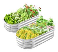 wowspeed Metal Raised Beds for Garden Vegetables 2 Packs, Silver 120*60*30cm Bottomless Garden Planter Box Kit, Galvanised Raised Planters Outdoor Large, Galvanised Steel Frame for Vegetables Flowers