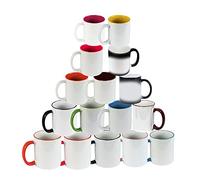 wowsubli 36 x Sublimation Mugs 10oz,11oz Blank Color Changing, Coloured Inner, or Rim Handle Ceramic Coffee Mug for Sublimation Heat Press Printing (Rim and Handle Red x 36)
