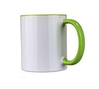 wowsubli 36 x Sublimation Mugs Blank 11oz Coloured Inner, Rim and Handle Double Coated Mugs for Sublimation Heat Transfer Print (Light Green)