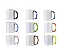 wowsubli 36 x Sublimation Mugs Blank 11oz Coloured Inner, Rim and Handle Double Coated Mugs for Sublimation Heat Transfer Print (Black)