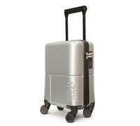 wowtravel 40×30×20 Cabin Suitcase Underseat Cabin Bag Ryanair Approved Carry On Lightweight Hard Shell Travel Case with Cup Holder Silent Wheels TSA Lock and Phone Holder (Silver Grey)