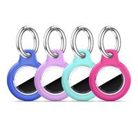 Wowwat 4 Pack Compatible with Apple Air-Tags Holder, Waterproof Case with Keychain,Cover Key Chain for Accessories for GPS Item Tracker Case for Kids Bags, Luggages-Rose Red+Purple+Blue+Green