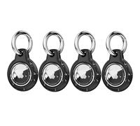 Wowwat Compatiable with Apple Tracker Holder, Waterproof Tracker-4 Pack Holder Keychain, Anti-Scratch & Shock Air TagHolder Case,Men's Women's Keyrings & Keychains, for Dog,Car Key,Luggage -Black