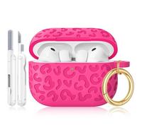 Wowwat for AirPods Pro 3 Case Cover 2025, Leopard Engraved Silicone Protective Shell Compatible with Apple Air Pod Pro 3 Generation Case for Women Girly,Cute iPod Pro 3 Case with Keychain-Rose Pink