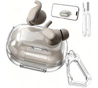 Wowwat for Beats Powerbeats Fit Case Clear with Lock Clip and Phone Stand Function,Only Compatible with Beats Powerbeats Fit,Comes with a Clear Hook and a Cleaning Pen,for Women Men(Clear)