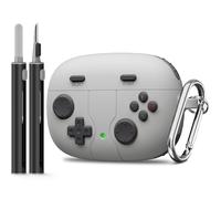 Wowwat for JBL Vibe 200TWS / JBL Vibe Beam Case Cover Game Console Design, Silicone Case Compatible with JBL Vibe 200TWS with Keychain with Cleaning Pen Kit - Rock Grey
