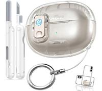 Wowwat for SHOKZ OpenDots ONE Case with Safety Lock & Phone Stand,Soft TPU Clear Case Drop Protective for SHOKZ OpenDots One's Earbuds with Cleaning Kit & Keychain for Men Women-(Clear+White)