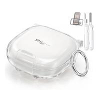 Wowwat for SHOKZ Openfit Air Case with Safety Lock,Clear White | with Mobile phone holder function, Soft TPU Material, Drop Protective, with Keychain, Cleaner Tools, for Men Women