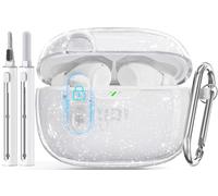 Wowwat for Vibe Beam/Vibe 200TWS Case with Lock,TPU Transparent Protective Case Cover for Men Women with Cleaner Kit and Keychain Compatible with Vibe Beam 2 (2025) Clear Glitter