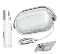Wowway for Beats Solo Buds 2024 Case Cover with Anti-Drop Lock Protection,Anti-Yellowing TPU Clear Cover with Cleaner Kit,Compatibility with Beats Solo Buds Wireless Earbuds - Silver Gray