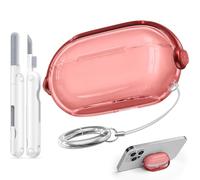 Wowway for Beats Solo Buds 2024 Case Cover with Anti-Drop Lock Protection,Anti-Yellowing TPU Clear Cover with Cleaner Kit,Compatibility with Beats Solo Buds Wireless Earbuds - Red