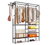 WOWZILLA Open Wardrobe System in Black - Freestanding Coat Rack with Clothes Rail, Shelf System, Clothes Rack & Cupboard - Ideal for Dressing Room & Bedroom