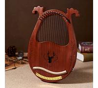 WowZza Electric Box Lyre Harp, Stringed Instrument Lyre, 16/19 Metal Strings Body Lyre Harp with All Accessories Included/16 Sts Brown/One Size