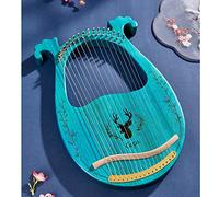 WowZza Harp Instrument 16 Metal Strings Lyre Harp Lye Harp with Key Pick Extra Strings Black Gig Bag, Tutorial Book, Musical Instrument,Yellow/Green