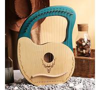 WowZza Lyre Harp, 19 String- Lyre Harp Solid Wood Mahogany with Carry Bag.Harp Portable Lyre 19 String.Unique Patterns,For Children, Adults/Green