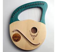 WowZza Lyre Harp, 21 Metal Strings, Lye Harp with Durable Gig Bag and Tuning Wrench, Musical Instrument for Adult/Kids/Atrovirens/Medium