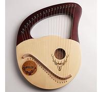 WowZza Lyre Harp, 21 Metal Strings, Lye Harp with Durable Gig Bag and Tuning Wrench, Musical Instrument for Adult/Kids/Purple-Red/Medium