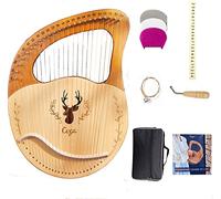 WowZza Lyre Harp, Lyre 19/21/24 Metal Strings Maple Saddle Body Lyre Harp with All Accessories Included/Original Wood Color/24 Sts
