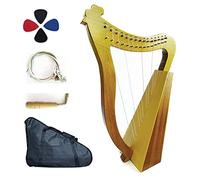 WowZza Lyre Harp Strings Nylon Strings Mahogany Body Lyra Harp Maple Saddle Instrument for Beginners Children Adults with Carved Note Tuning Wrench Pick up/15-Tone Wood Color