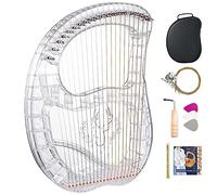 WowZza Transparent Lyre, 21 Stabs 3D Anti-Fall Body Instrument, with Portable Eva Bag/Tuning Key/Spare String, for Beginners Children Adults