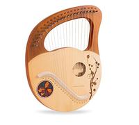 WowZza Wooden Lyre Harp 21 Metal Strings Wooden Harp Lyre Harp Stringed Instrument with Tuning Wrench for Music Lovers Beginners