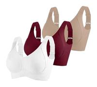 WOXIHUAN 3 Pack Sports Bras for Women Ribbed Bra Ladies Non Wired Brassiere Push Up Underwear Full Coverage Bralette Comfortable Soft Breathable Bras Seamless Bralettes Everyday Bra