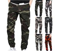 WOXIHUAN Camouflage Cargo Trousers for Men Clearance Work Pants Mens Combat Tactical Sweatpants with Multiple Pockets Bottoms Running Workout Trouser Outdoor Casual Activewear Plus Size Streetwear