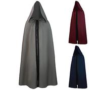 WOXIHUAN Medieval Steampunk Cloak for Men Gothic Hooded Maxi Cape Mens Patchwork Vintage Robe Victorian Knight Wizard Coat Renaissance Long Outerwear Solid Color Robes Halloween Fancy Dress Costume