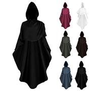 WOXIHUAN Men's And Women Gothic Hooded Cloak UK Clearance Steampunk Wind Cloak Coat Victorian Medieval Costume Cape Cloak Unisex Cloak with Hood Cosplay Prom Party Halloween Masquerade Trench Coat
