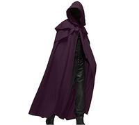 WOXIHUAN Mens Gothic Cloak Wizard Hooded Cape Men's Medieval Vampire Robe Double Shawl Steampunk Coat Lace Up Retro Gown Victorian Renaissance Long Capes Fancy Dress Costume for Halloween Cosplay