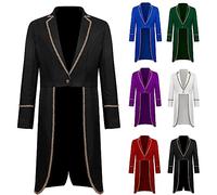 WOXIHUAN Men's Medieval Tailcoat Jacket Gothic Frock Coat Mens Gold Embroidered Outerwear Victorian Lapel Court Uniform Steampunk Blazer Renaissance Vintage Overcoat Halloween Fancy Dress Costume