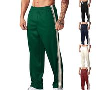 WOXIHUAN Sports Trousers for Men Warehouse Clearance Drawstring Pants Mens Elasticated Waist Sweatpants Stripe Printed Tracksuit Bottoms Running Workout Trouser Outdoor Casual Loose Activewear Black